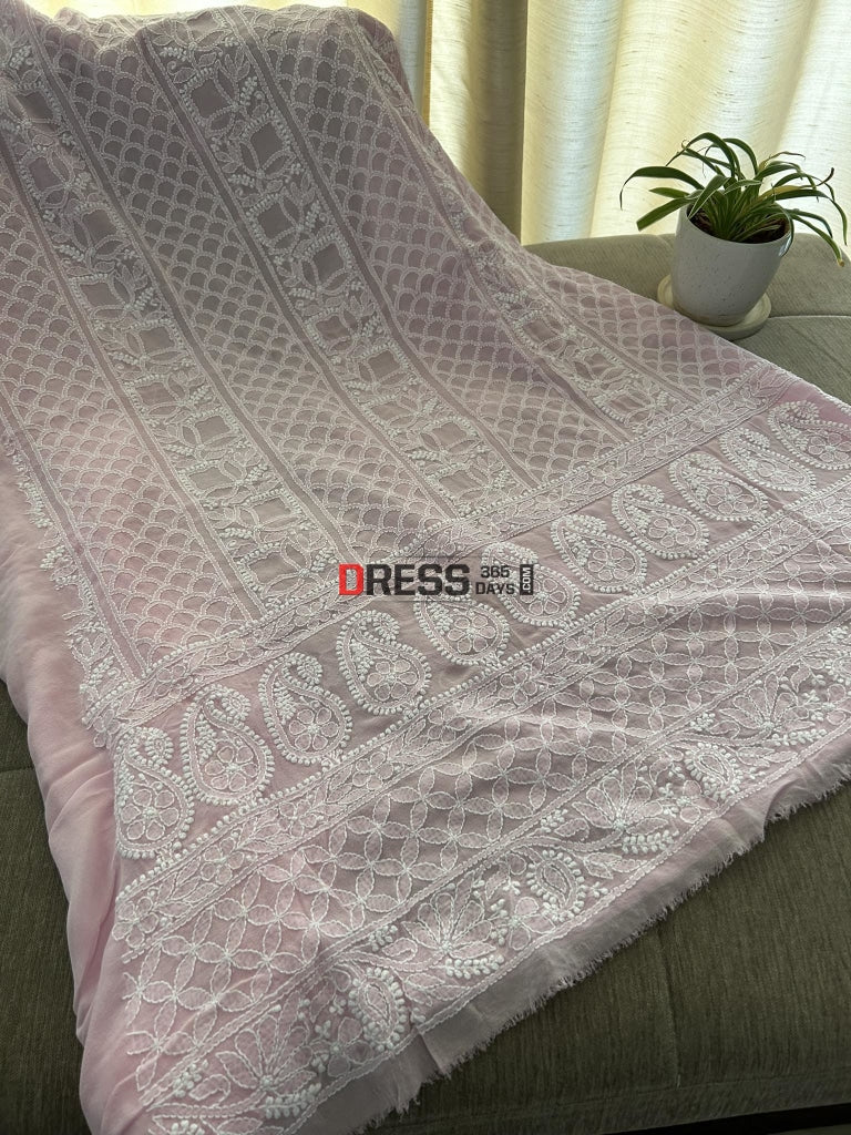 Powder Pink Lucknowi Chikankari Suit Suits