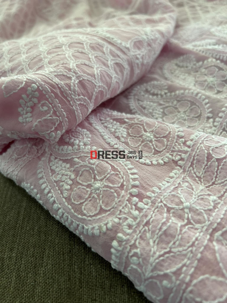 Powder Pink Lucknowi Chikankari Suit Suits