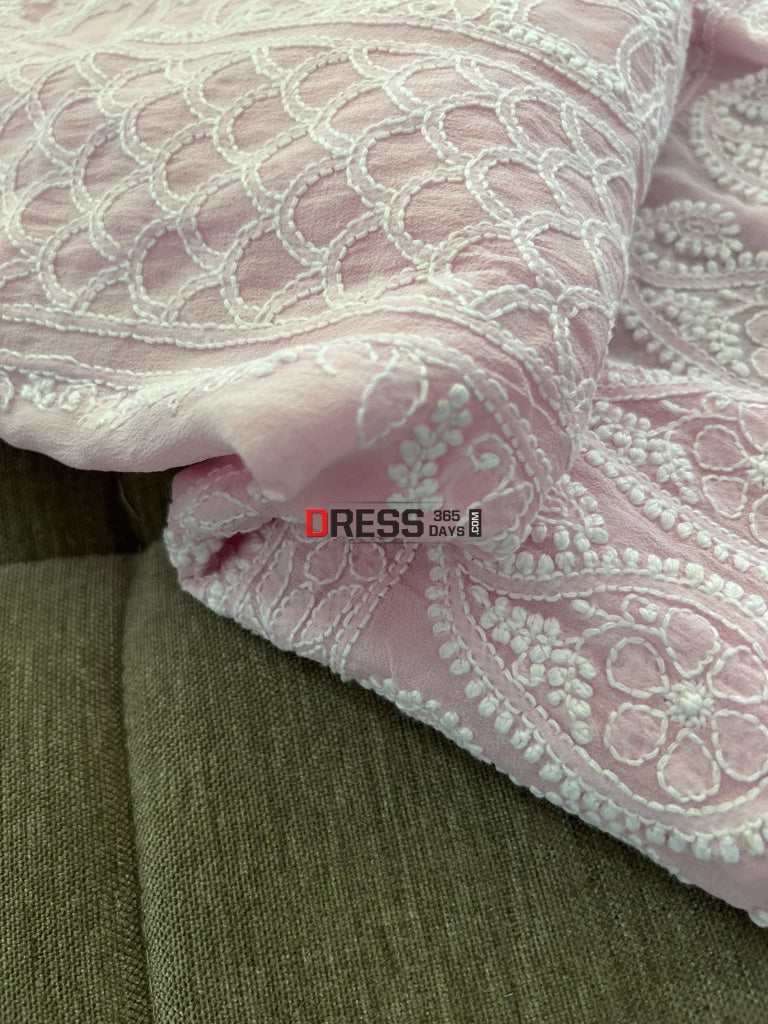 Powder Pink Lucknowi Chikankari Suit Suits