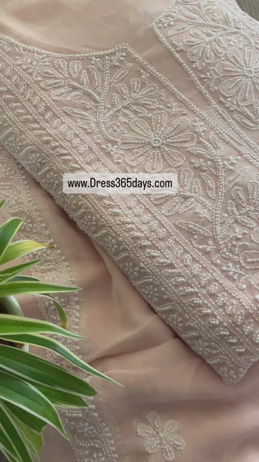 Pastel Pink Pearl Chikankari Suit