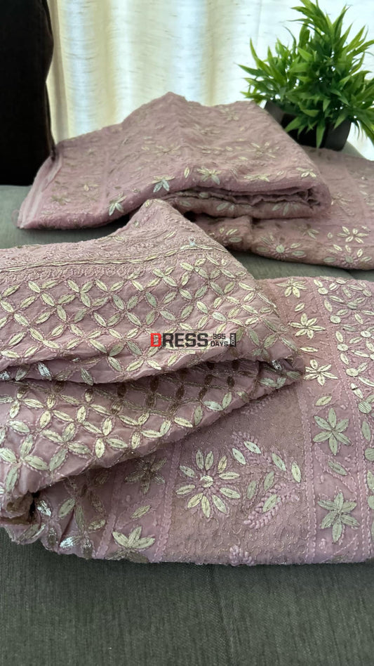 Rose Gold Gota Patti Chikankari Lehenga Set Suits