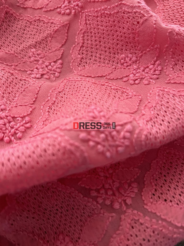 Rose Pink Hand Jaali Lucknowi Chikankari Suit Suits