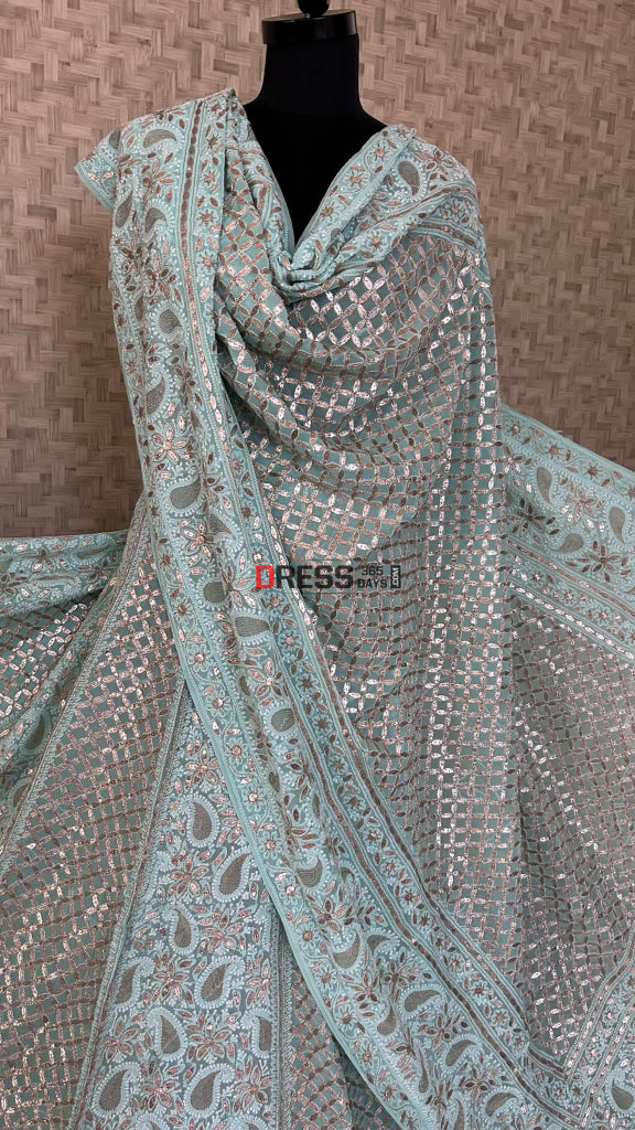 Sea Green Gota Patti Chikankari Lehenga Set