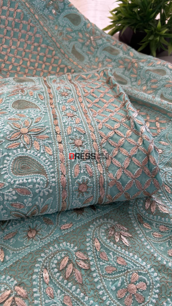 Sea Green Gota Patti Chikankari Lehenga Set