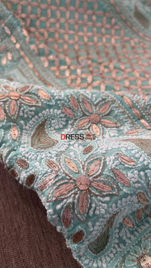 Sea Green Gota Patti Chikankari Lehenga Set