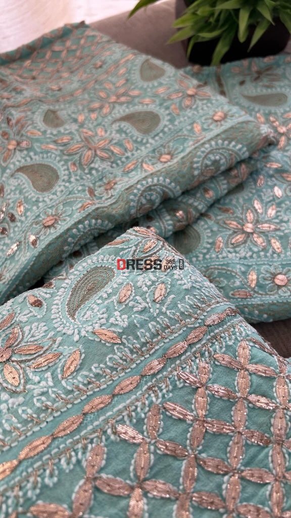 Sea Green Gota Patti Chikankari Lehenga Set