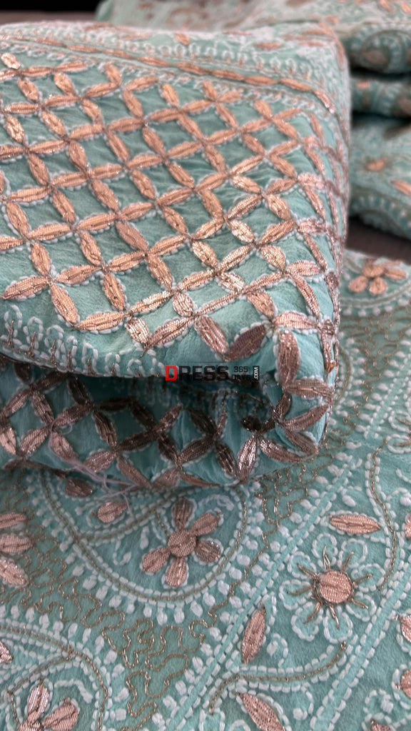 Sea Green Gota Patti Chikankari Lehenga Set