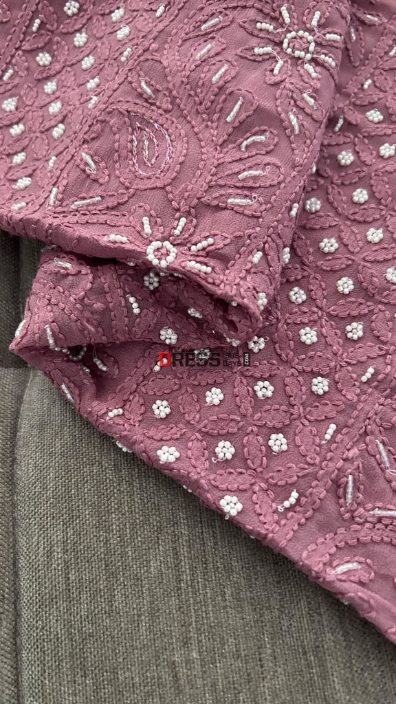 Taupe Pearl Lucknowi Chikankari Suit Suits