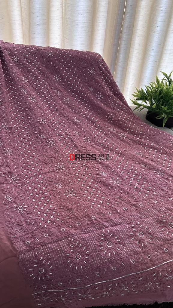 Taupe Pearl Lucknowi Chikankari Suit Suits