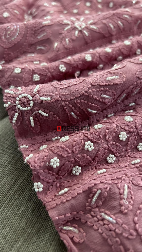 Taupe Pearl Lucknowi Chikankari Suit Suits