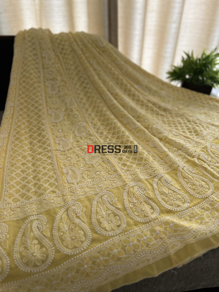 Yellow Hand Jaali Chikankari Anarkali Suit