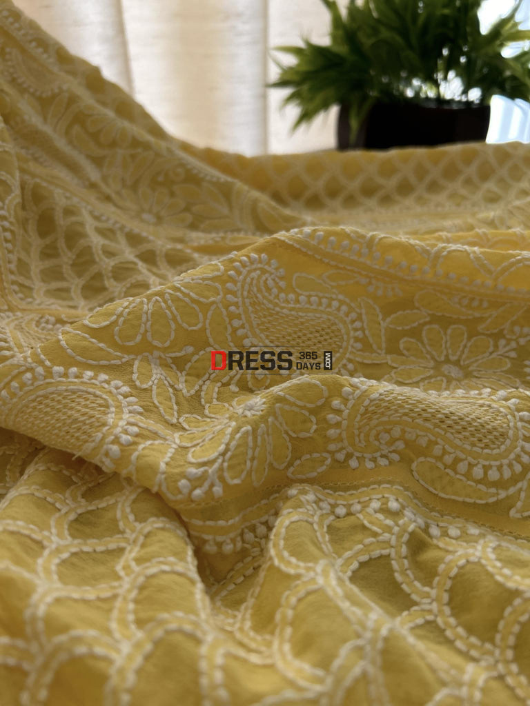 Yellow Hand Jaali Chikankari Anarkali Suit