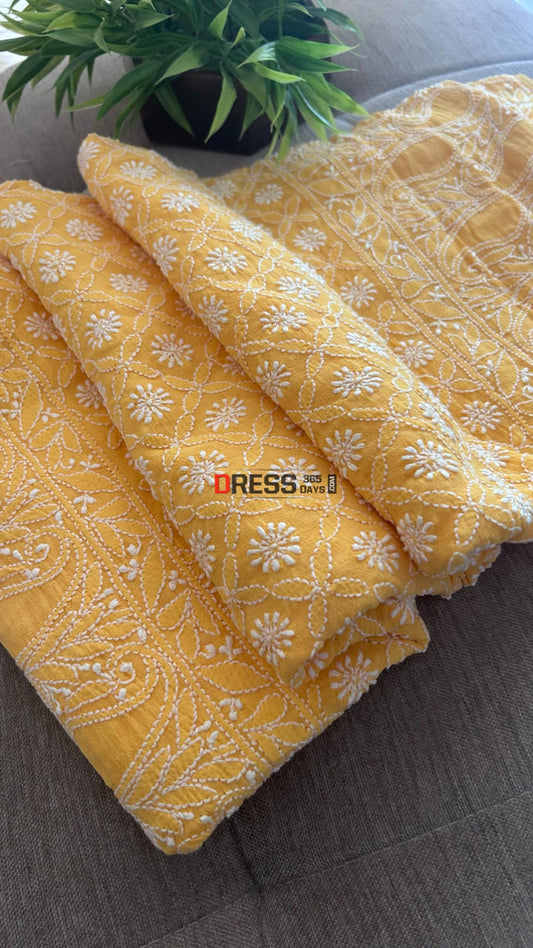 Yellow Lucknowi Chikankari Dupatta