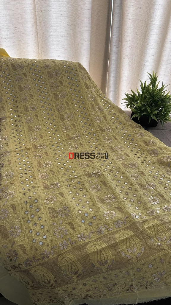 Yellow Mirror & Gota Patti Lucknowi Chikankari Suit Suits