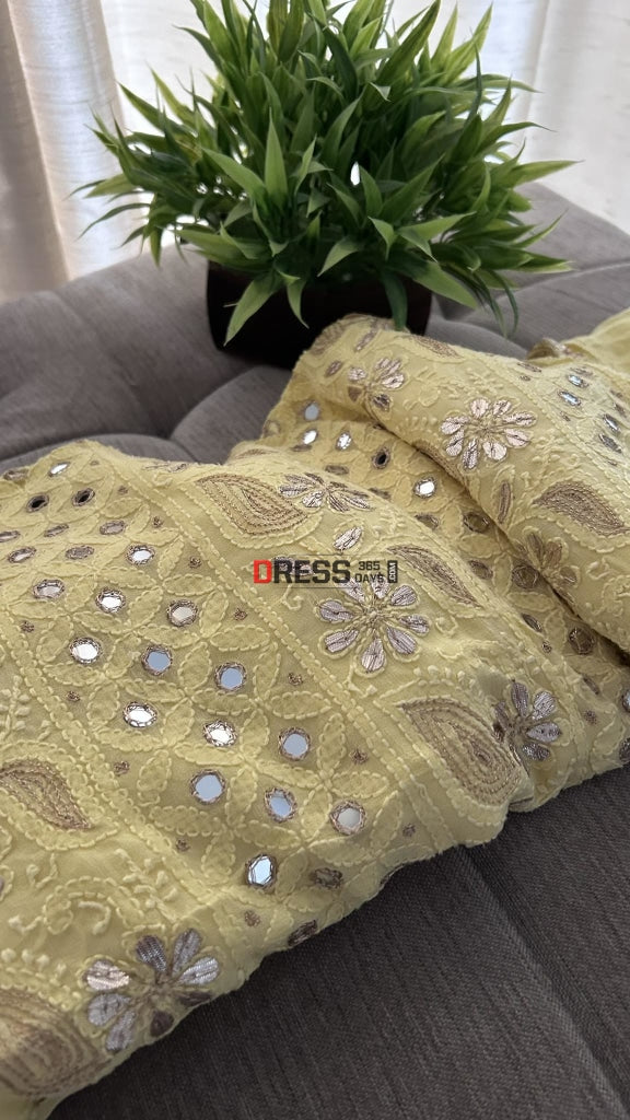 Yellow Mirror & Gota Patti Lucknowi Chikankari Suit Suits