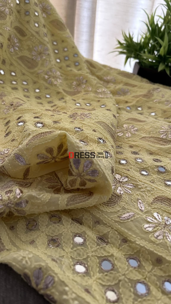 Yellow Mirror & Gota Patti Lucknowi Chikankari Suit Suits