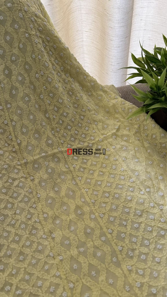 Yellow Pearl Lucknow Chikankari Suit (Kurta & Dupatta) Suits