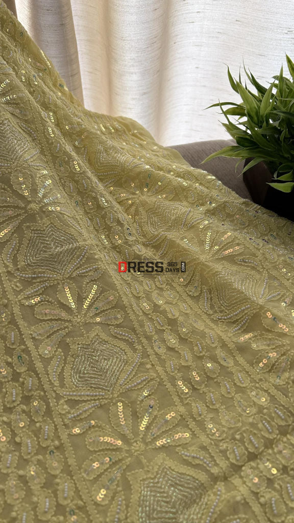 Yellow Pearl Lucknowi Chikankari Suit (Kurta & Dupatta) Suits