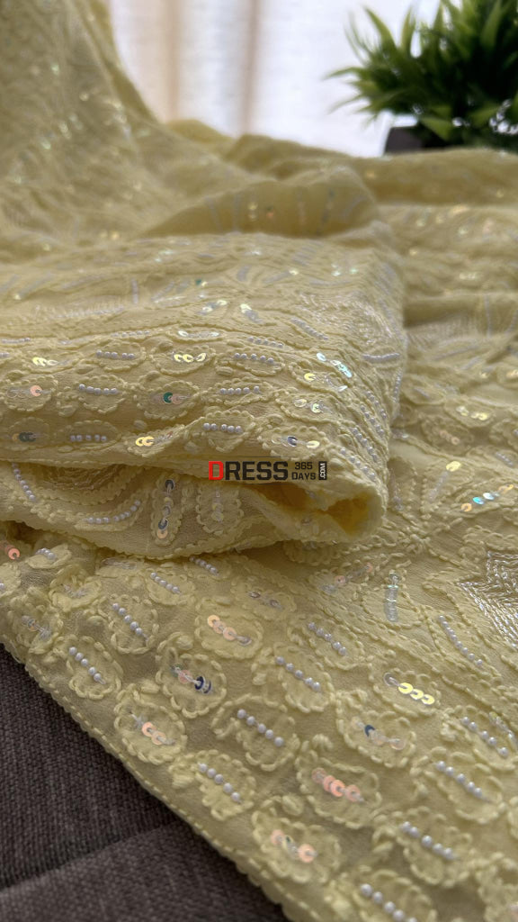 Yellow Pearl Lucknowi Chikankari Suit (Kurta & Dupatta) Suits