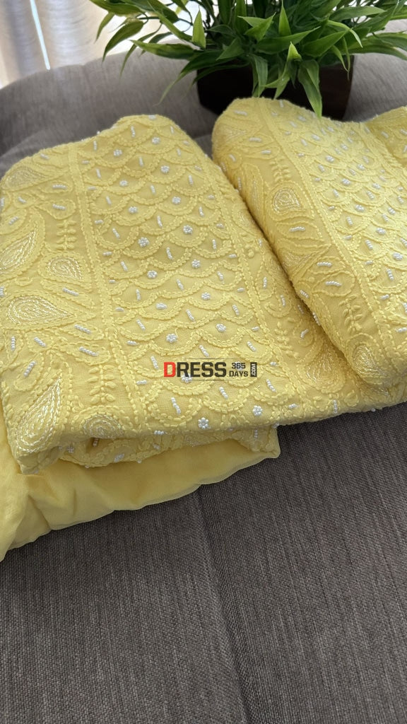 Yellow Pearl Lucknowi Chikankari Suit Suits