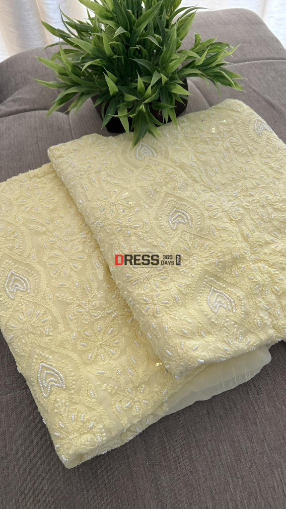 Yellow Pearl Lucknowi Chikankari Suit Suits