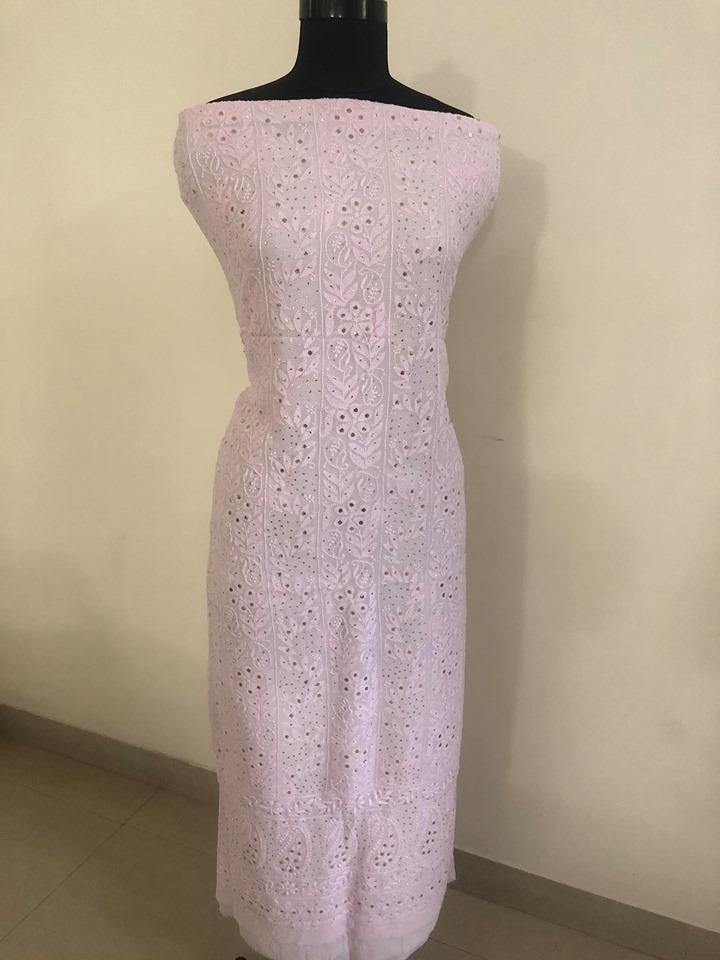 Powder Pink Chikankari Mukaish Suit - Dress365days