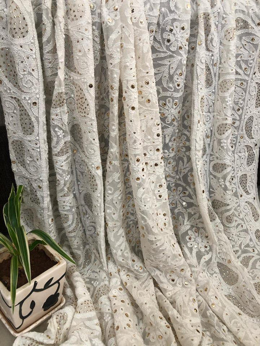 Mukaish Chikankari Dupatta - Dress365days