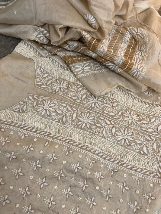 Tissue Chanderi Beads Chikankari Suit - Dress365days