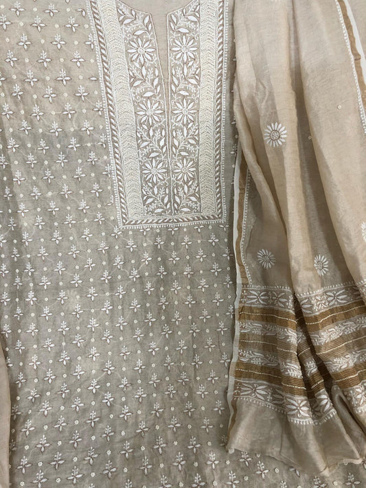 Tissue Chanderi Beads Chikankari Suit - Dress365days