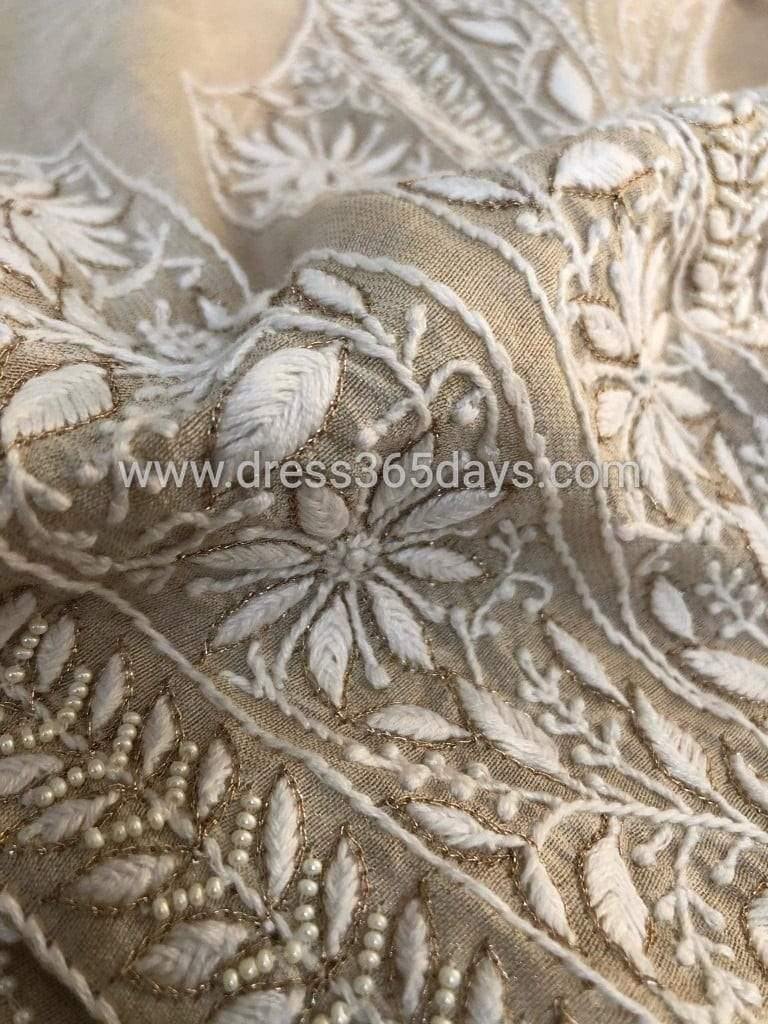 Tissue Chanderi Beads Chikankari Suit - Dress365days