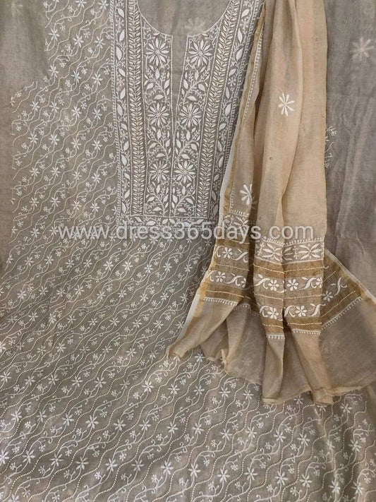 Tissue Chanderi Beads Chikankari Suit - Dress365days