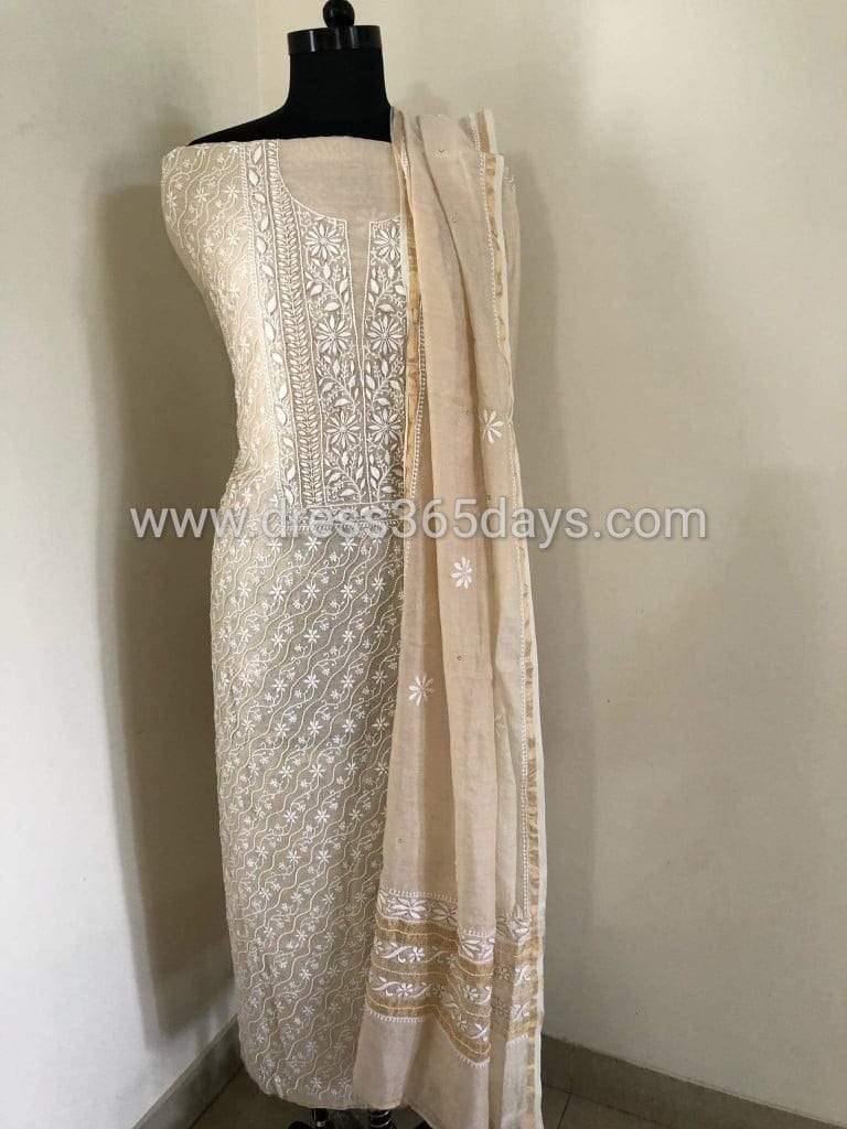 Tissue Chanderi Beads Chikankari Suit - Dress365days