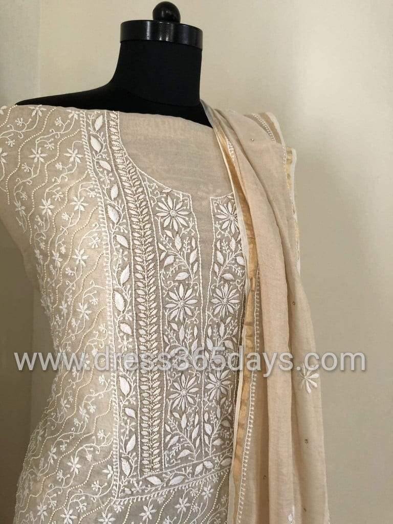 Tissue Chanderi Beads Chikankari Suit - Dress365days