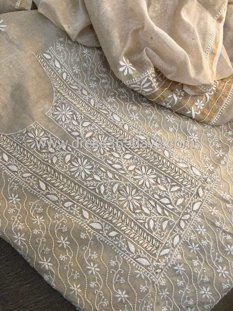 Tissue Chanderi Beads Chikankari Suit - Dress365days