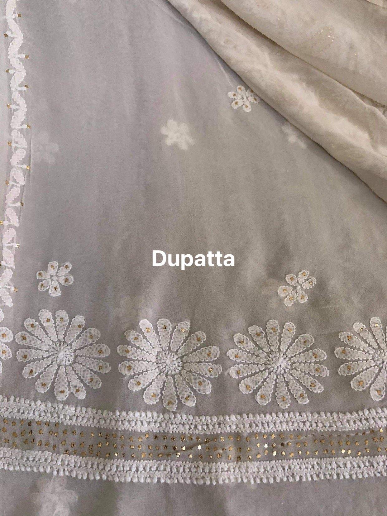 Ivory Kamdani Lucknowi Chikankari Suit - Dress365days