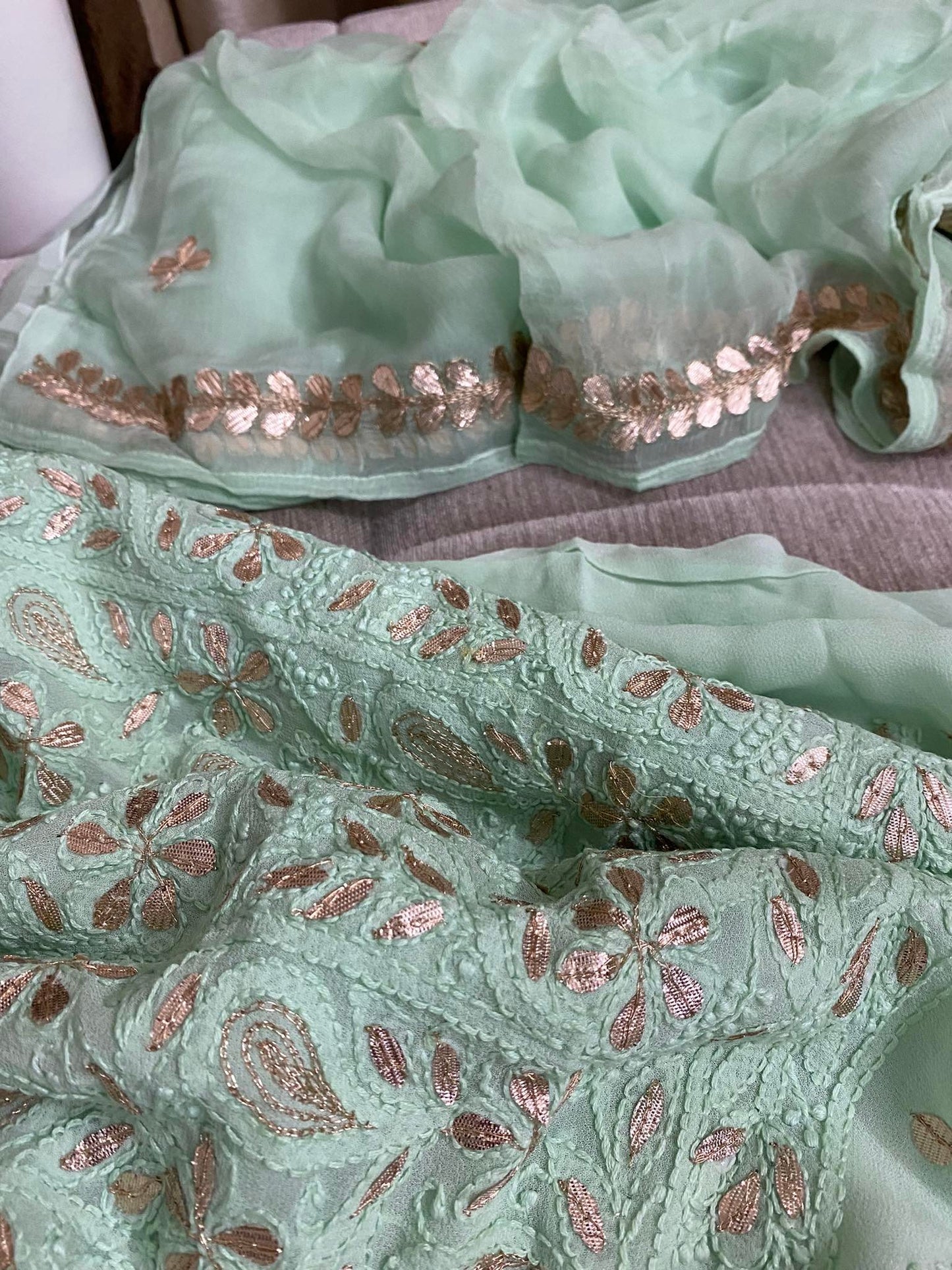 Green Gota Patti Chikankari Kurta Dupatta