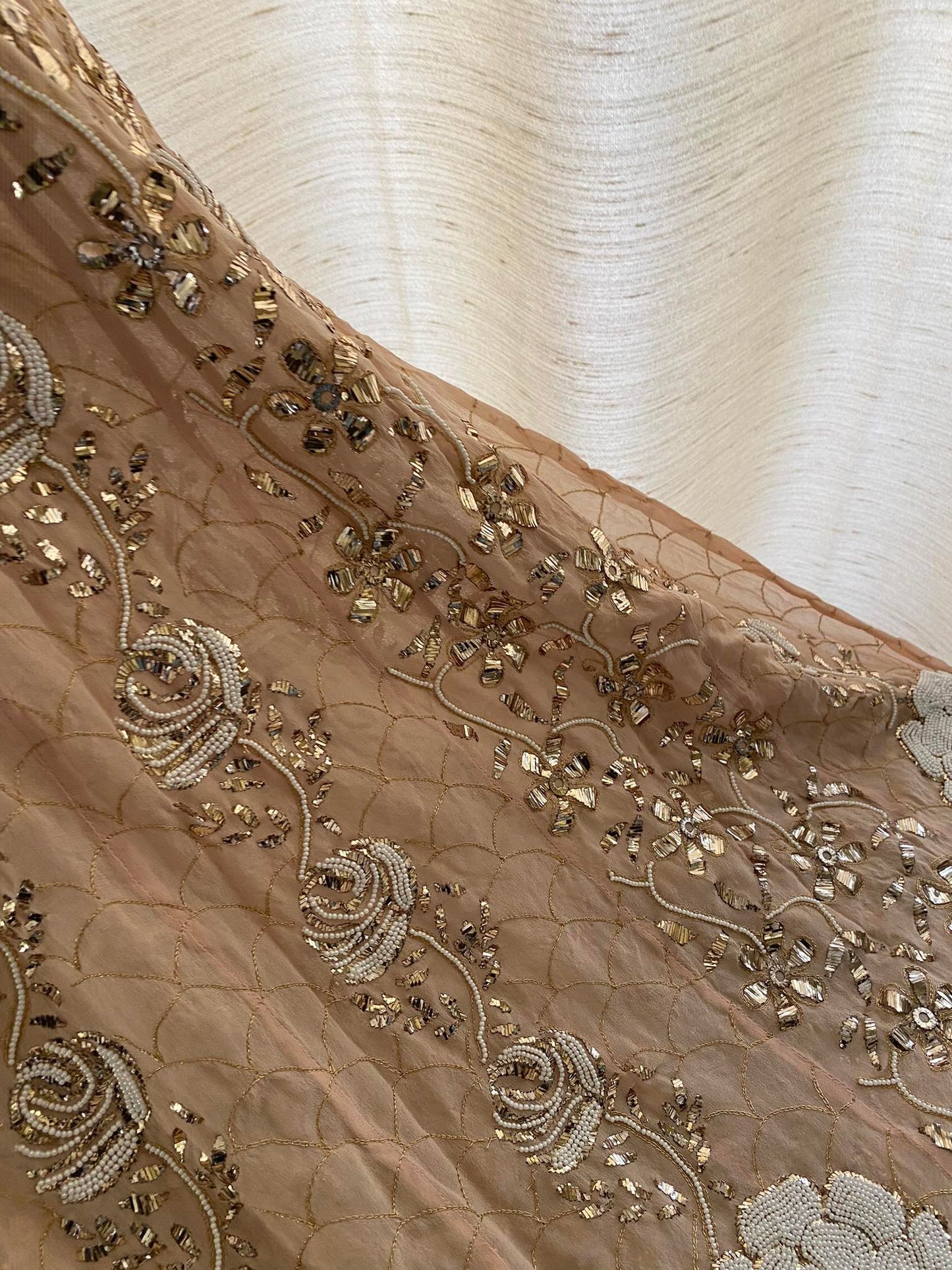 Rose Gold Pearl Kamdani Anarkali Suit