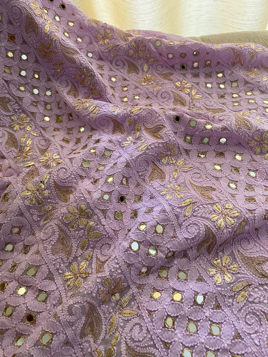 Lilac Mirror & Gota Patti Lucknowi Chikankari Suit