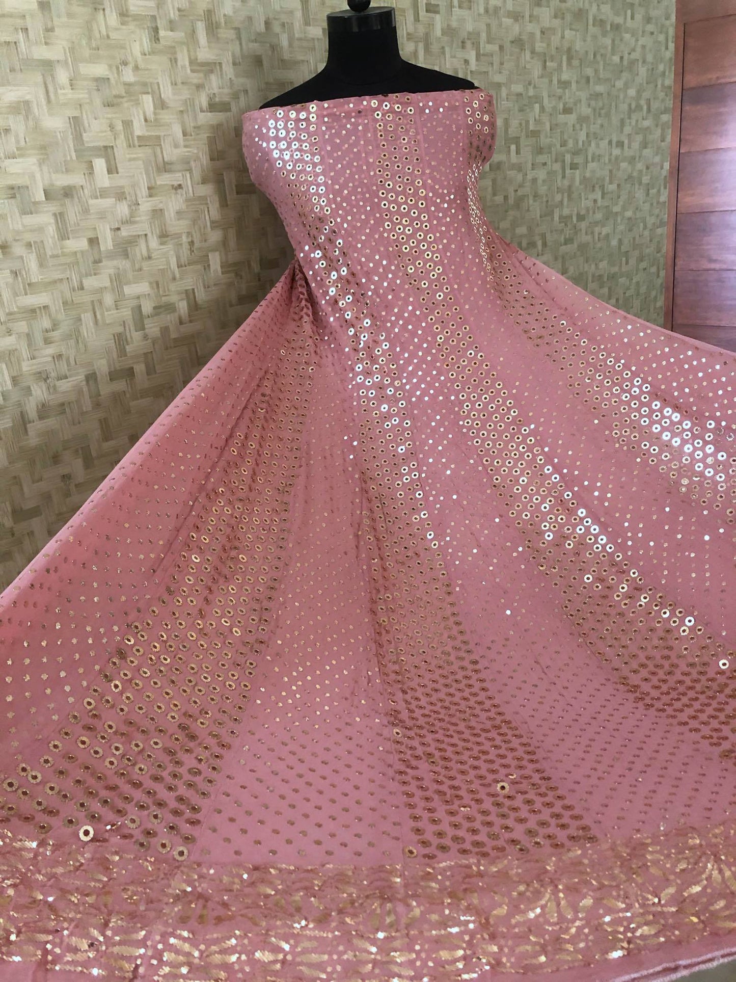 Taupe Ring Mukaish Anarkali