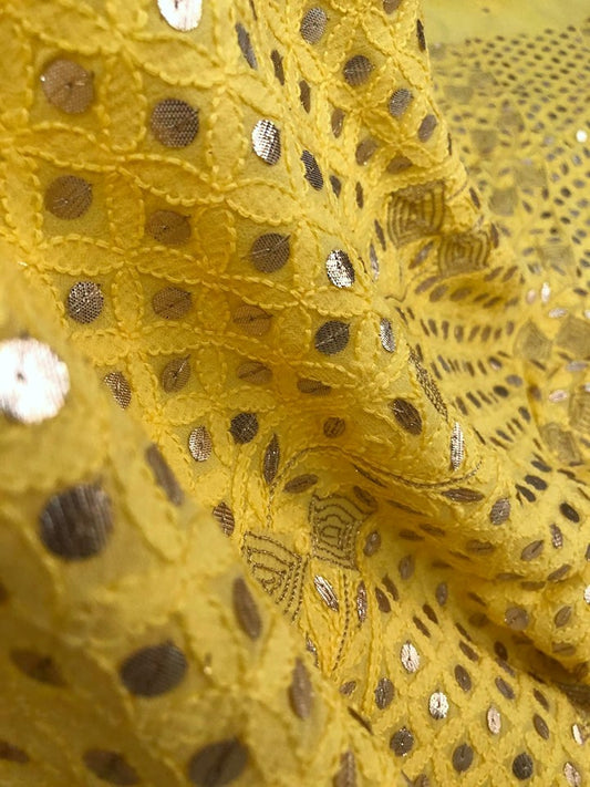 Yellow Gota Patti Lucknowi Chikankari Suit (Kurta and Dupatta)