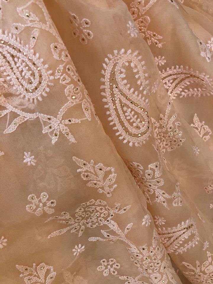 Fine Organza Chikankari Mukaish Suit - Dress365days