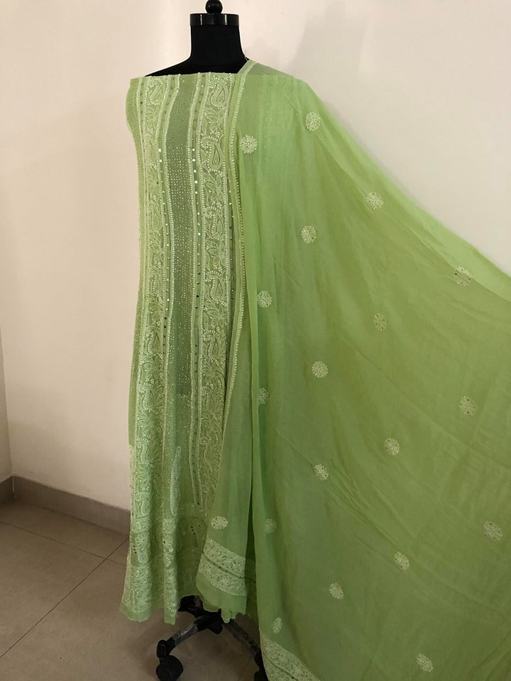 Mukaish Chikankari Anarkali Suit