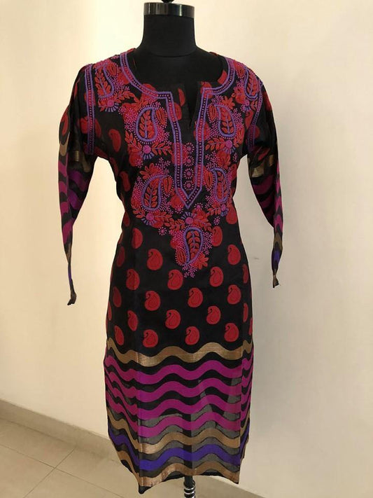 Cotton Printed Chikan Kurti - Dress365days