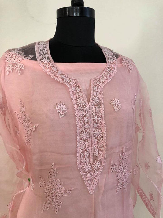 Organza Chikankari Mukaish Suit (Lining Included) - Dress365days