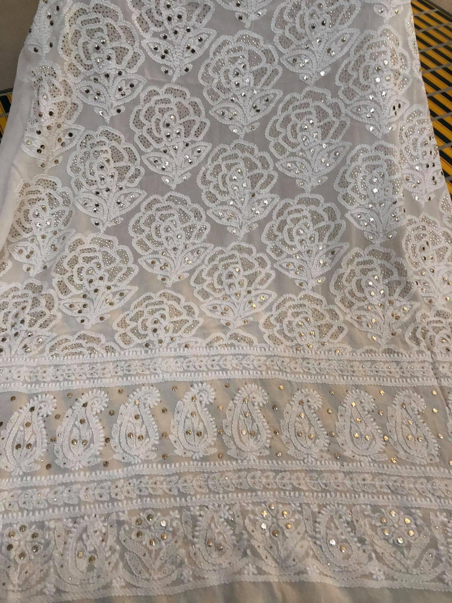 Off White Lucknowi Chikankari Kurti Fabric - Dress365days
