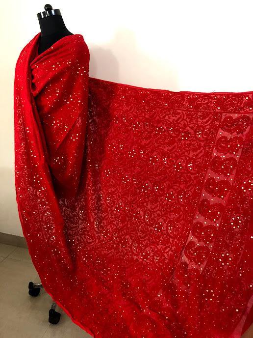 Mukaish Lucknow Chikankari Dupatta - Dress365days