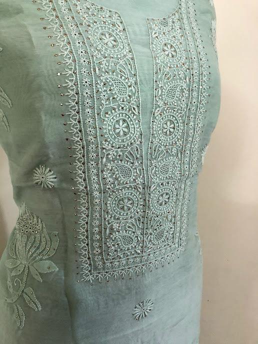 Fine Chanderi Mukaish Chikankari Suit - Dress365days