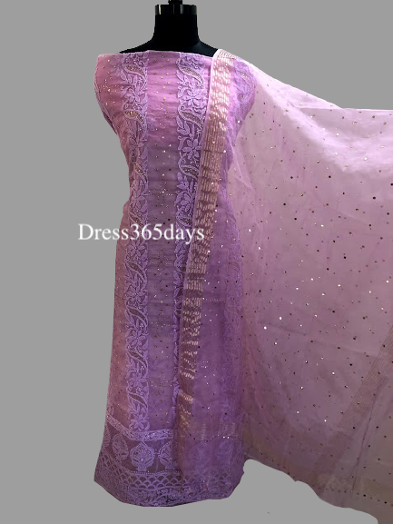 Organza Lilac Mukaish Chikankari Suit - Dress365days
