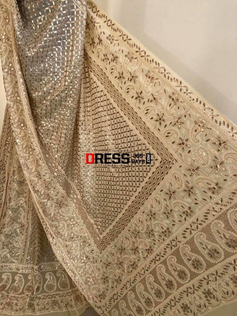 Beige Gota Patti Chikankari Lehenga Set