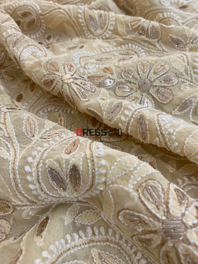 Beige Gota Patti Lucknowi Chikankari Dupatta